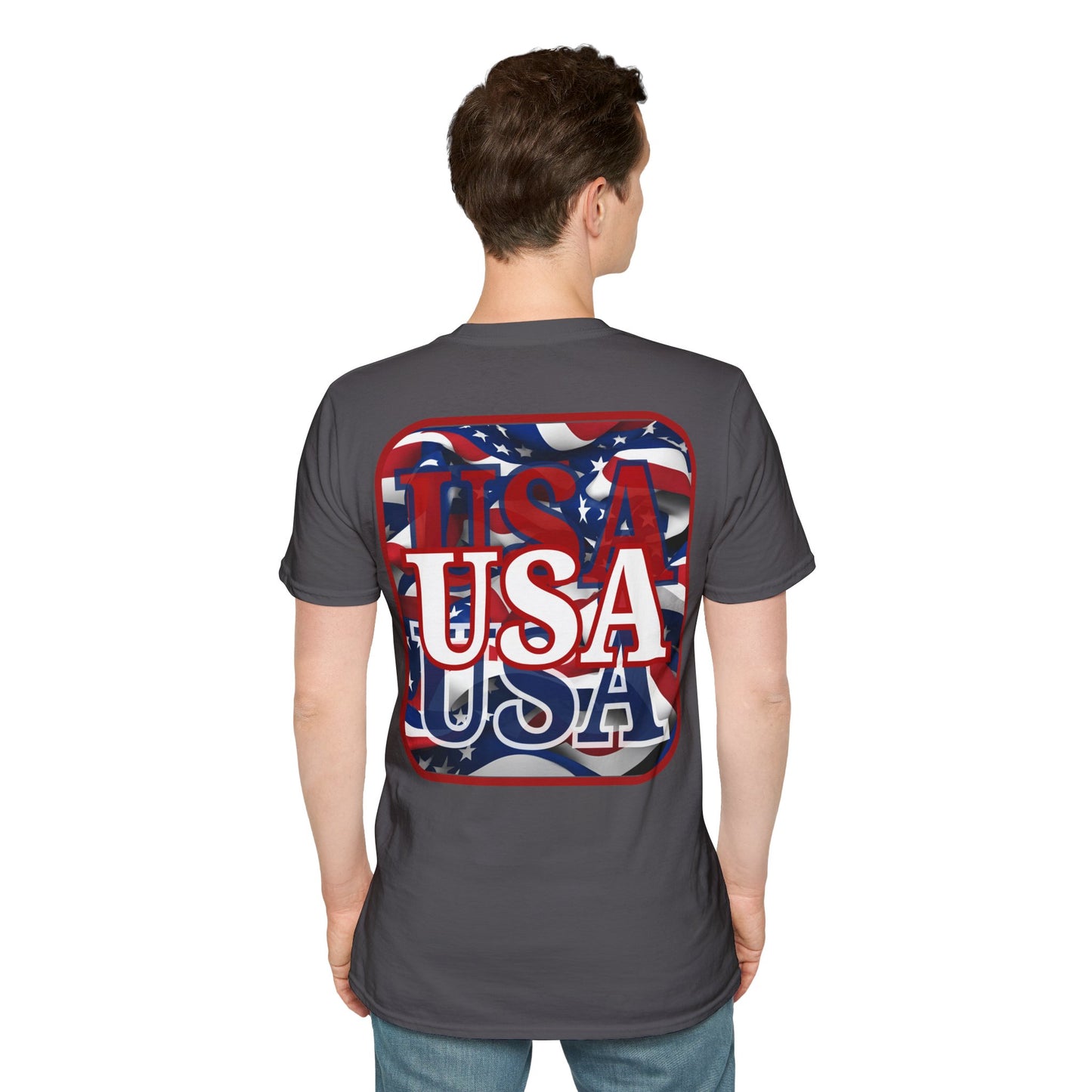 ¡EE.UU! ¡EE.UU! ¡EE.UU! ¡Patriot de 2 caras de cypherpunkgear! Camiseta unisex de estilo suave