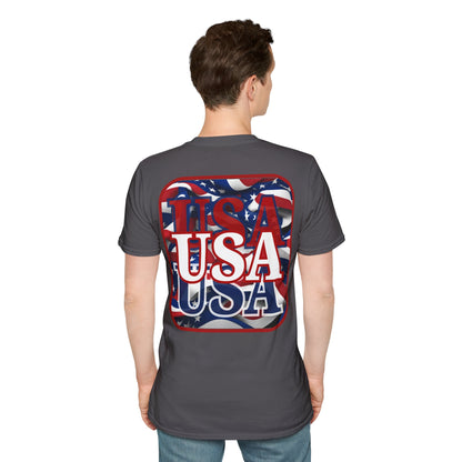 ¡EE.UU! ¡EE.UU! ¡EE.UU! ¡Patriot de 2 caras de cypherpunkgear! Camiseta unisex de estilo suave