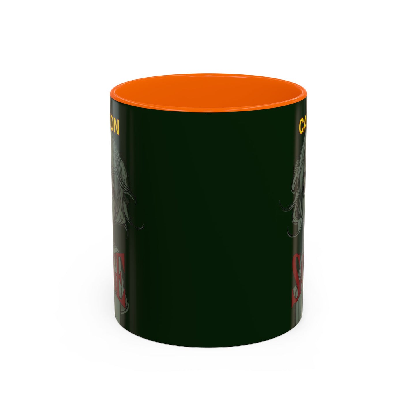 Caution, Savage Dark Green Accent Mug by cypherpunkgear.com