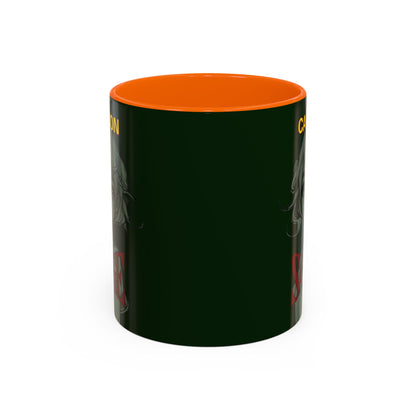 Caution, Savage Dark Green Accent Mug by cypherpunkgear.com
