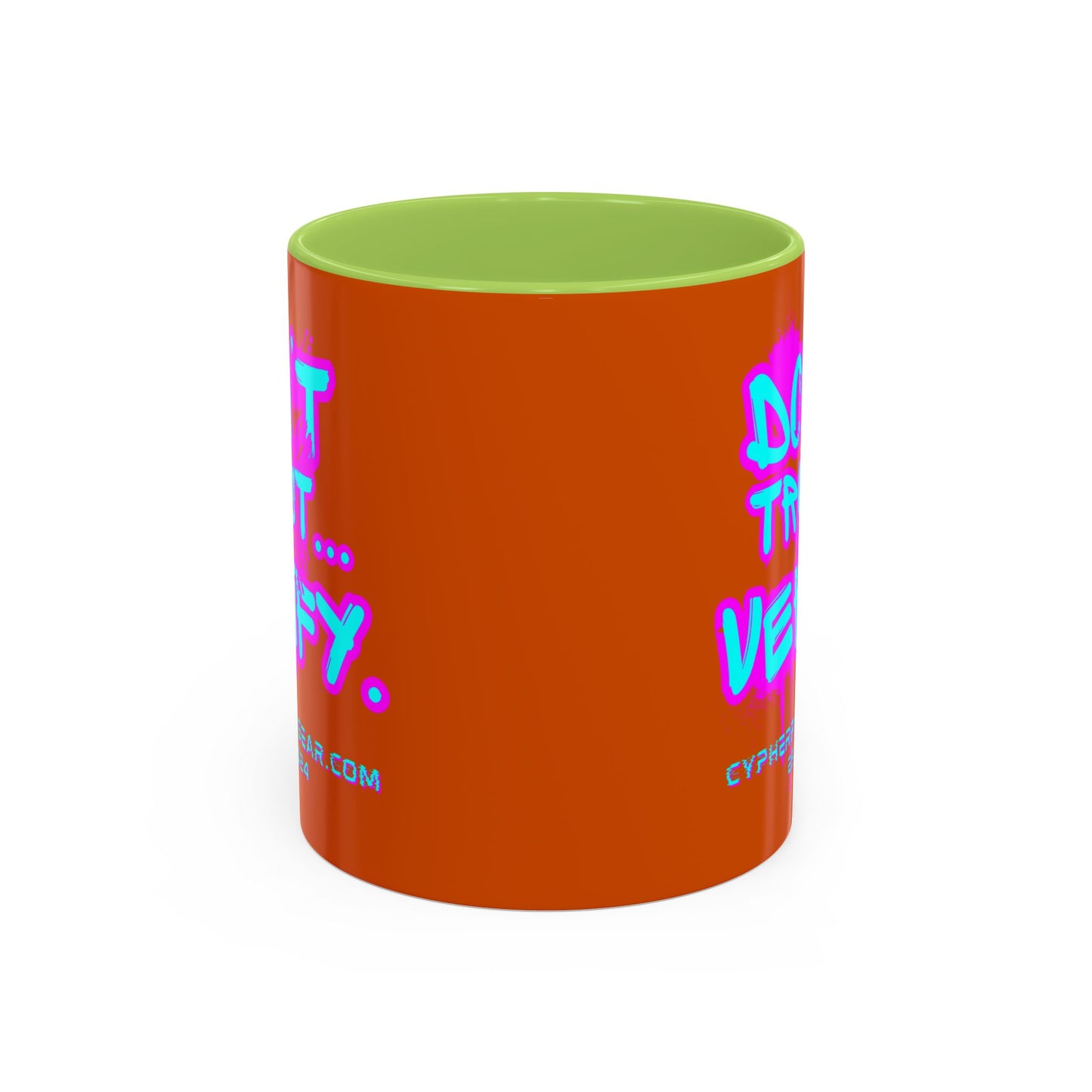 Don't Trust...Verify. Orange Accent Mug by cypherpunkgear.com