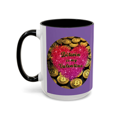 Bitcoin is My Valentine Light Purple Accent Mug by cypherpunkgear.com