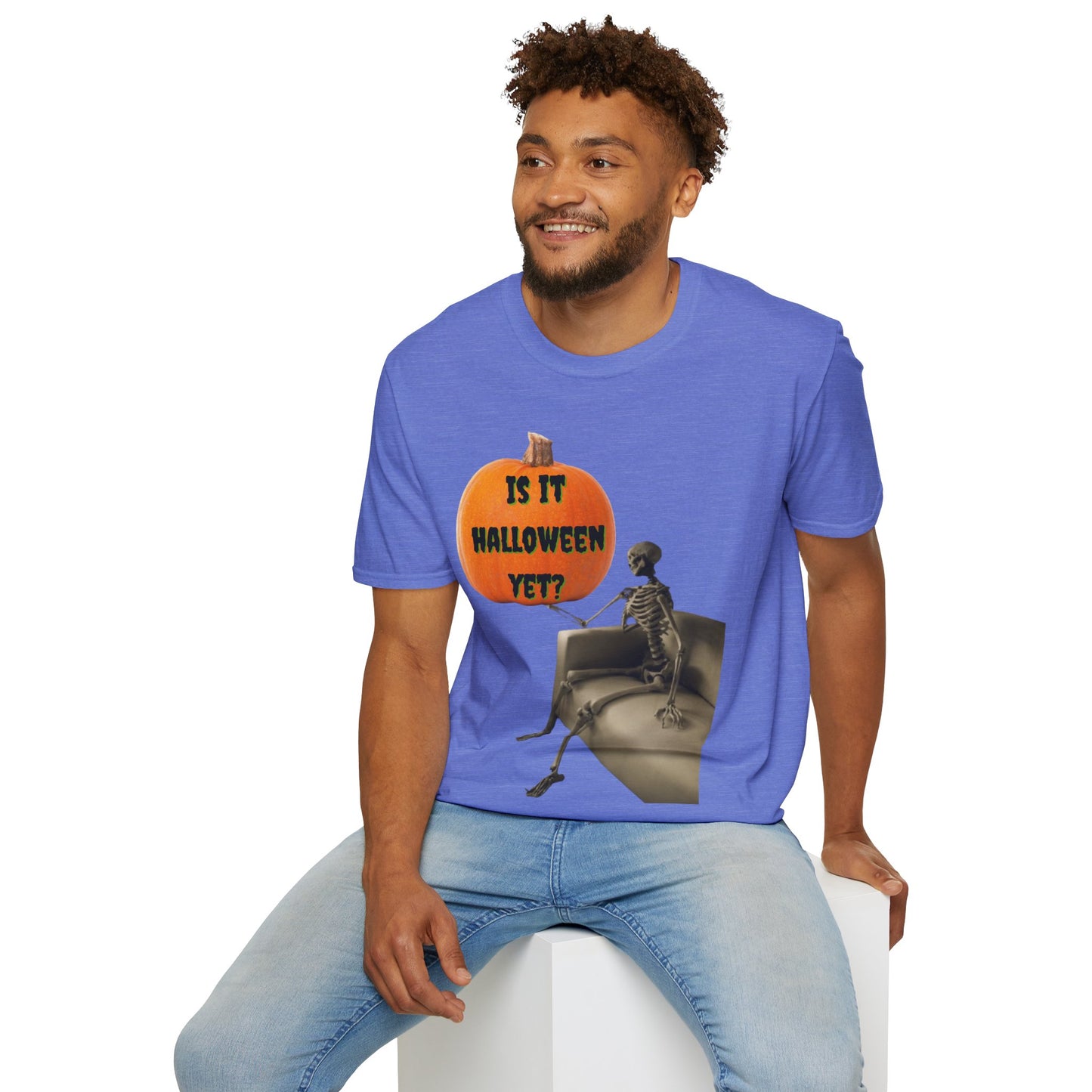 Is it Halloween yet? Skeleton's Pumpkin Light colors Unisex T-Shirt by CreepyCrafts.boo