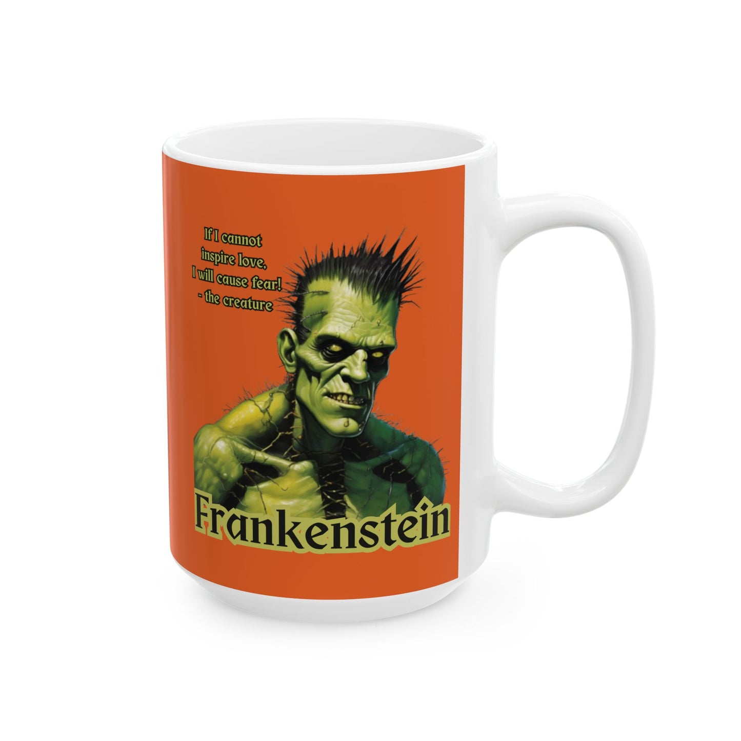 Frankenstein's Creature Orange Mug by CreepyCrafts.boo