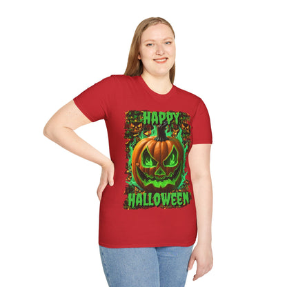 Happy Halloween Green Jack Light colors Unisex T-Shirt by CreepyCrafts.boo
