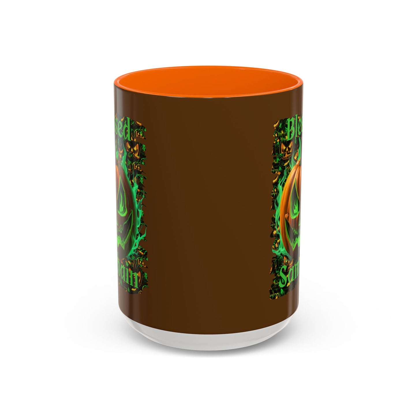 Blessed Samhain Green Jack Brown Accent Mug by CreepyCrafts.boo