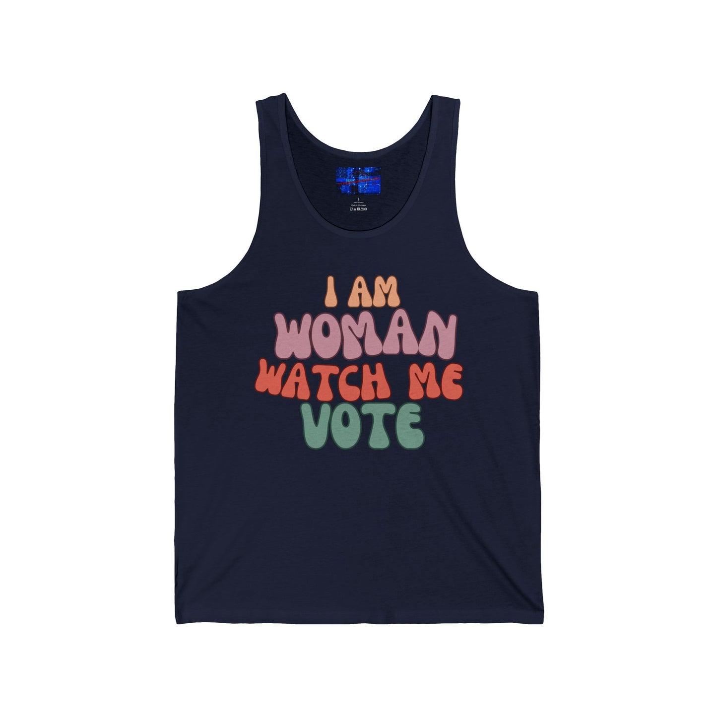 I Am Woman Watch Me Vote Unisex Jersey Tank Top by cypherpunkgear.com