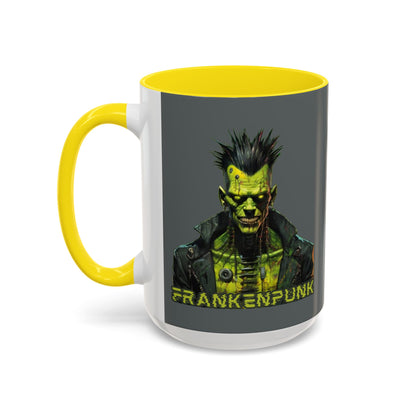 Frankenpunk Grey Accent Mug by CreepyCrafts.boo