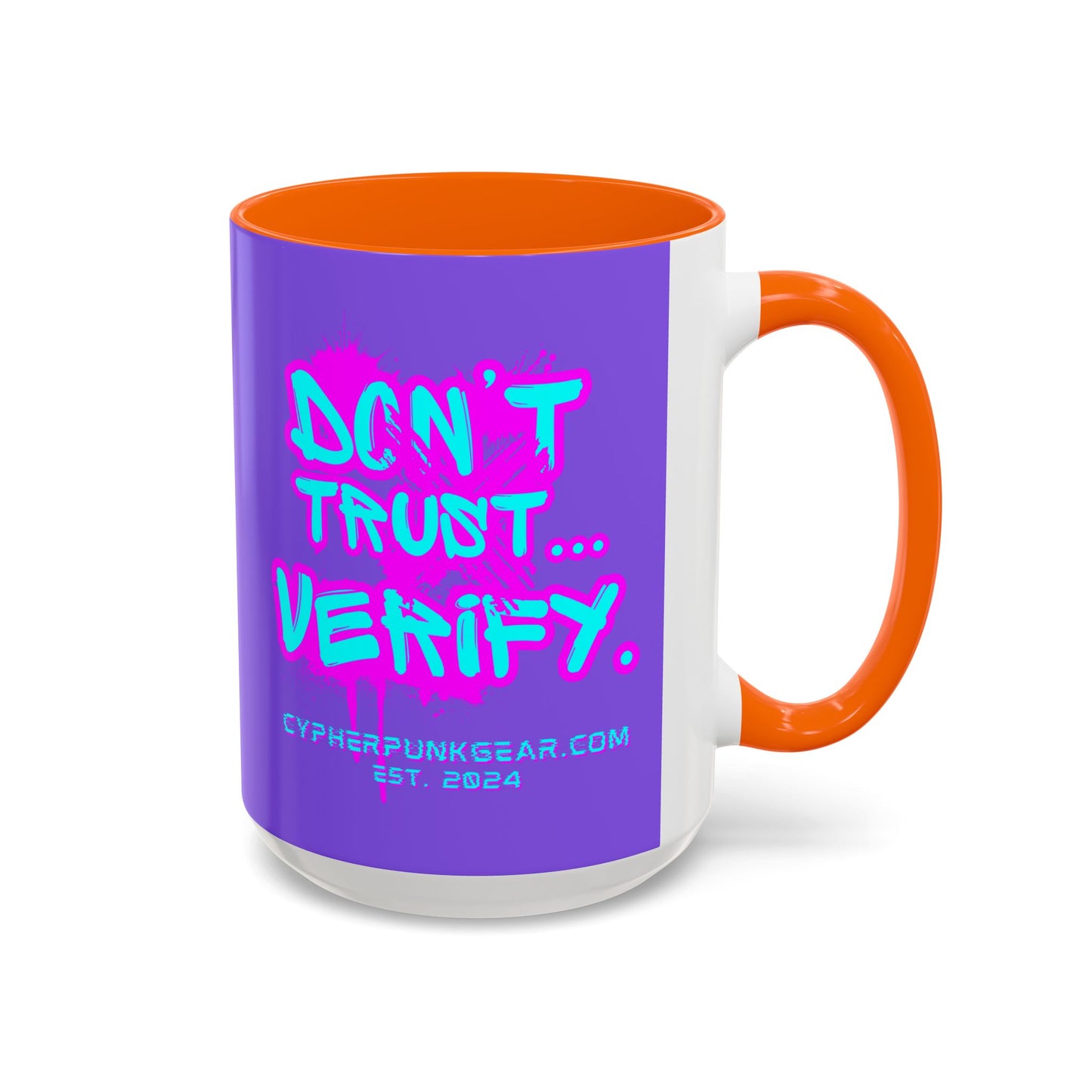 Don't Trust...Verify. Light Purple Accent Mug by cypherpunkgear.com