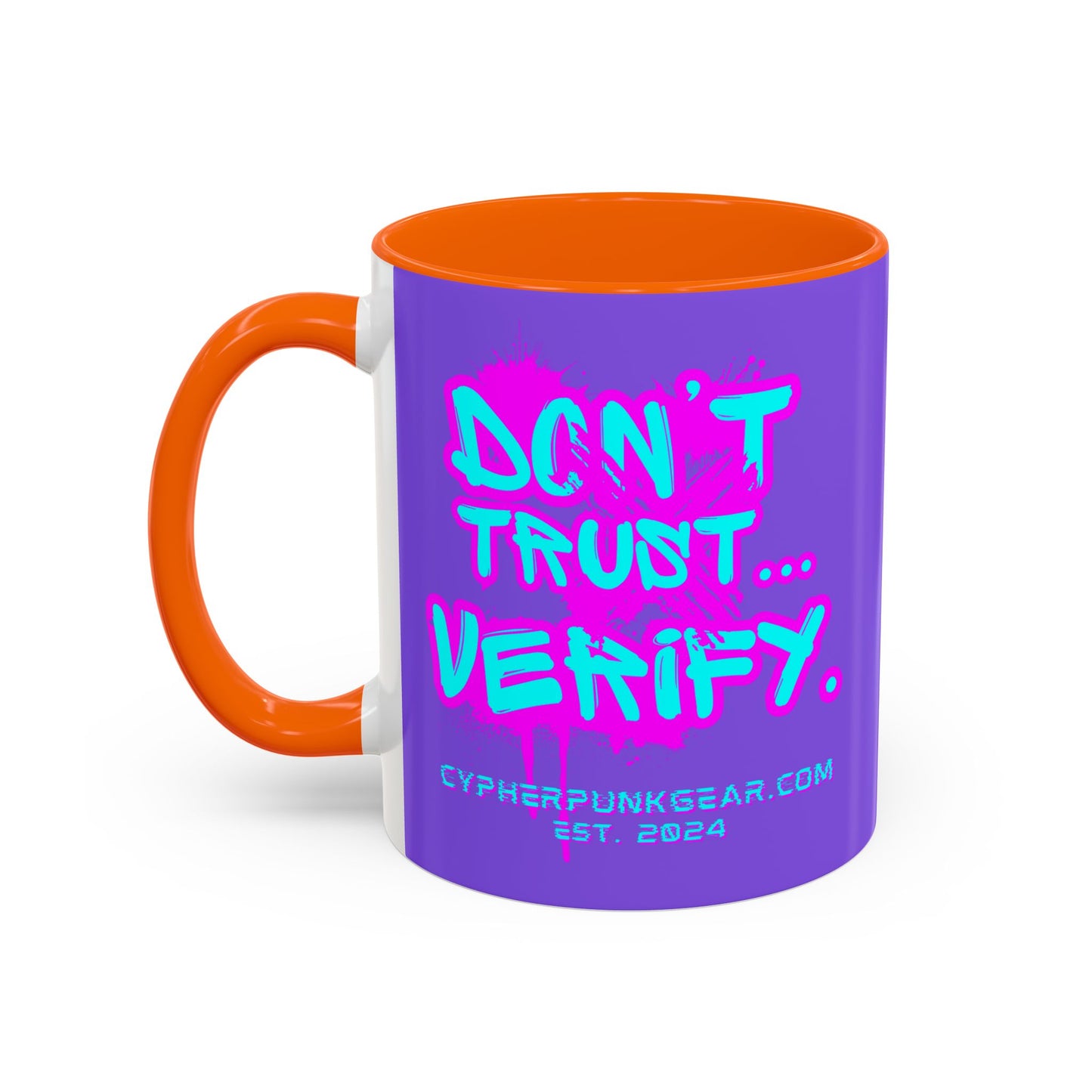 Don't Trust...Verify. Light Purple Accent Mug by cypherpunkgear.com