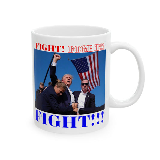 FIGHT! FIGHT!! FIGHT!!! White Mug by cypherpunkgear