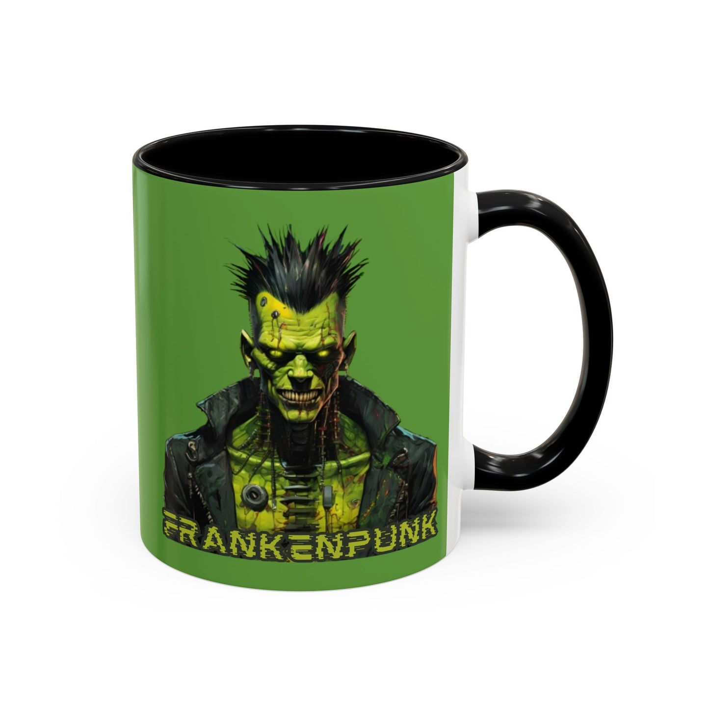 Frankenpunk Green Accent Mug by CreepyCrafts.boo