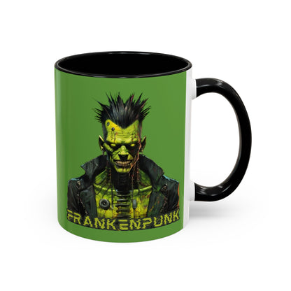 Frankenpunk Green Accent Mug by CreepyCrafts.boo