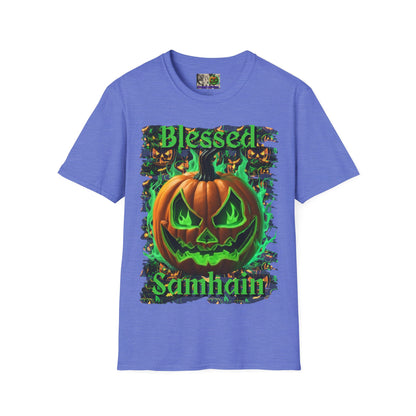 Blessed Samhain Green Jack Light colors Unisex T-Shirt by CreepyCrafts.boo