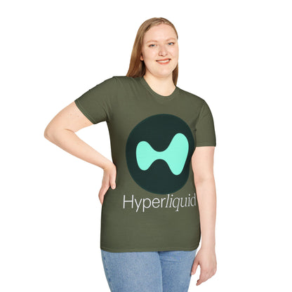 Hyperliquid White font Unisex T-Shirt by cypherpunkgear.com