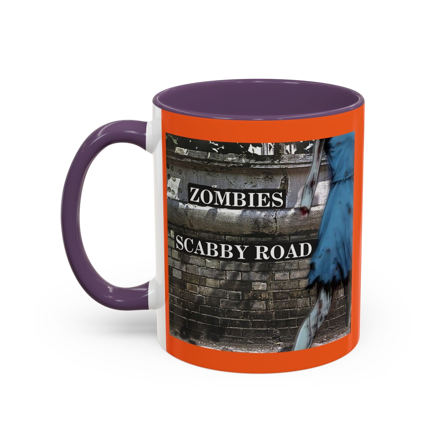 2-sided, Scabby Road Orange Accent Mug by CreepyCrafts.boo