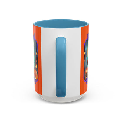 Blessed Samhain Little Witch Purple font Orange Accent Mug by CreepyCrafts.boo