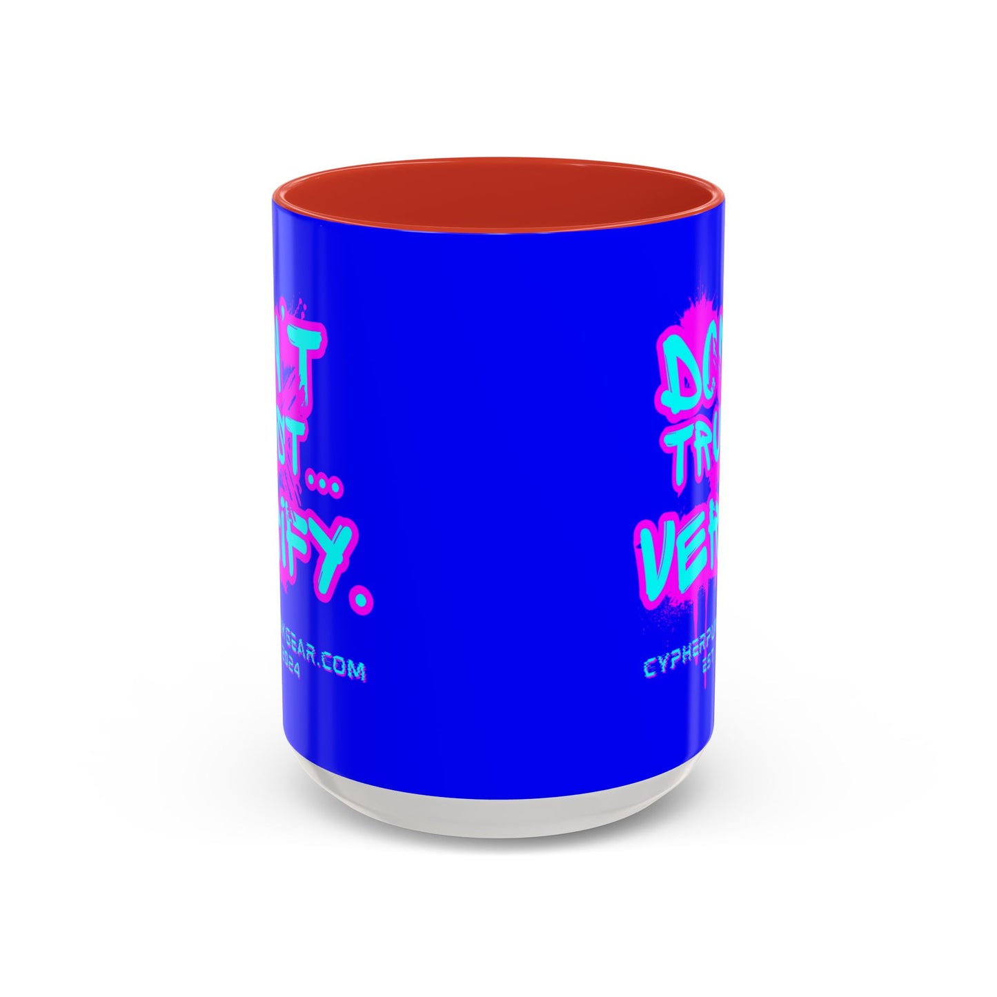 Don't Trust...Verify. Dark Blue Accent Mug by cypherpunkgear.com