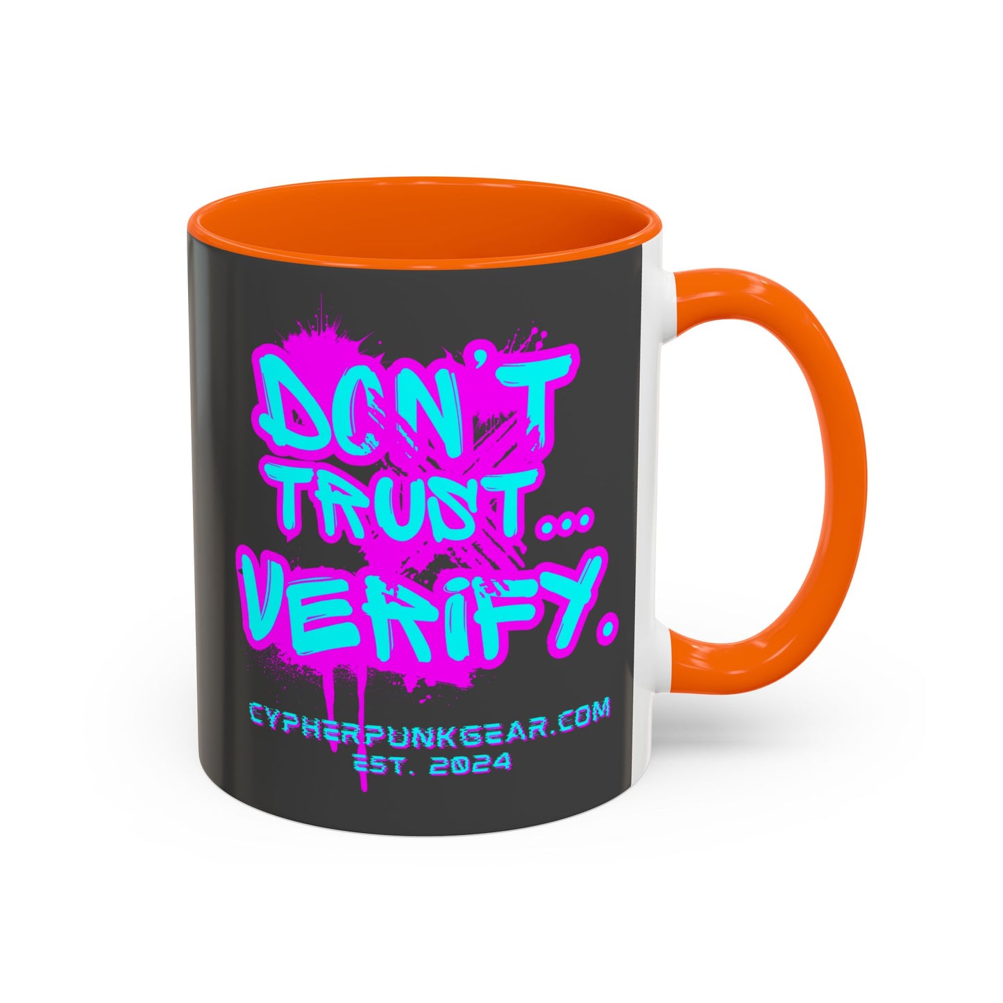 Don't Trust...Verify. Grey Accent Mug by cypherpunkgear.com