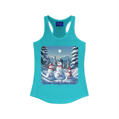 Snowman Family of 3 Women's Racerback Tank Top by cypherpunkgear.com