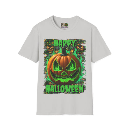 Happy Halloween Green Jack Light colors Unisex T-Shirt by CreepyCrafts.boo