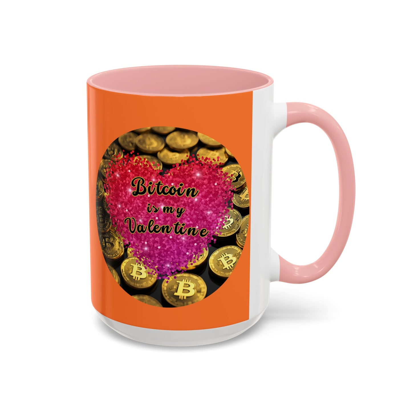 Bitcoin is My Valentine Orange Accent Mug by cypherpunkgear.com