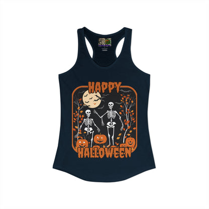 Spooktacular Skeletons of Halloween Women's Racerback Tank Top by CreepyCrafts.boo