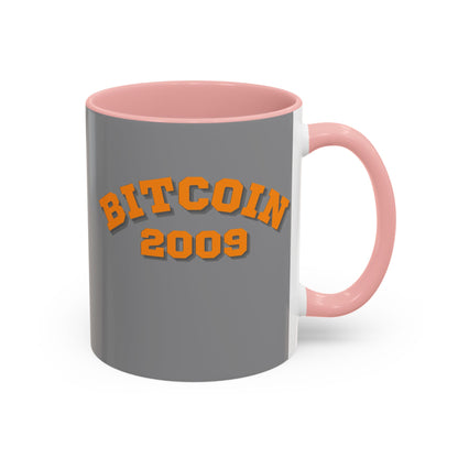Bitcoin 2009 Grey Accent Mug by cypherpunkgear.com