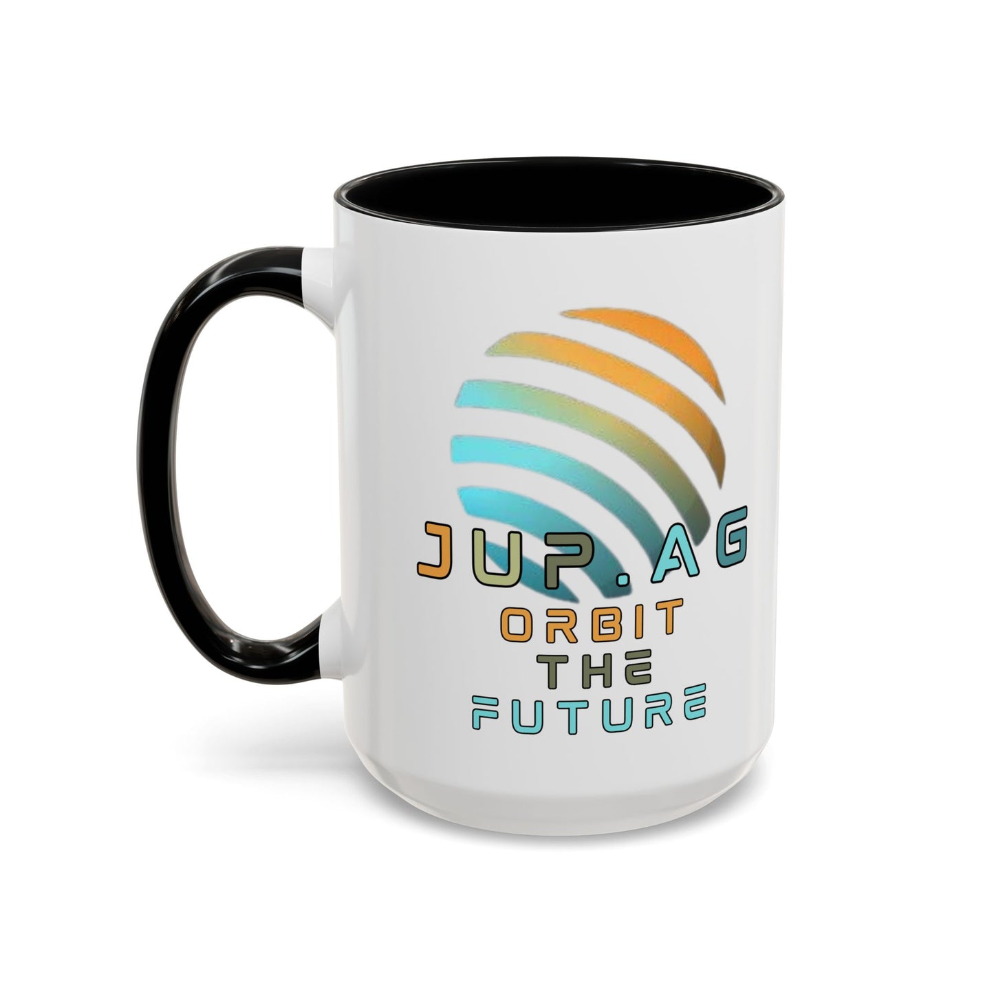 Jupiter (JUP) Orbit the Future White Accent Mug by cypherpunkgear.com