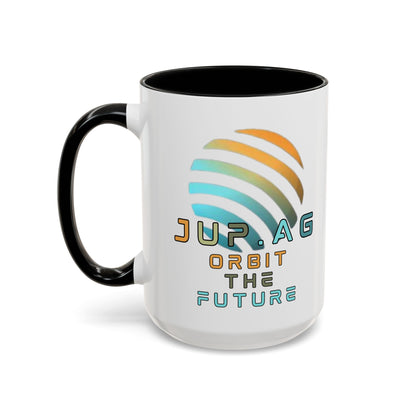 Jupiter (JUP) Orbit the Future White Accent Mug by cypherpunkgear.com