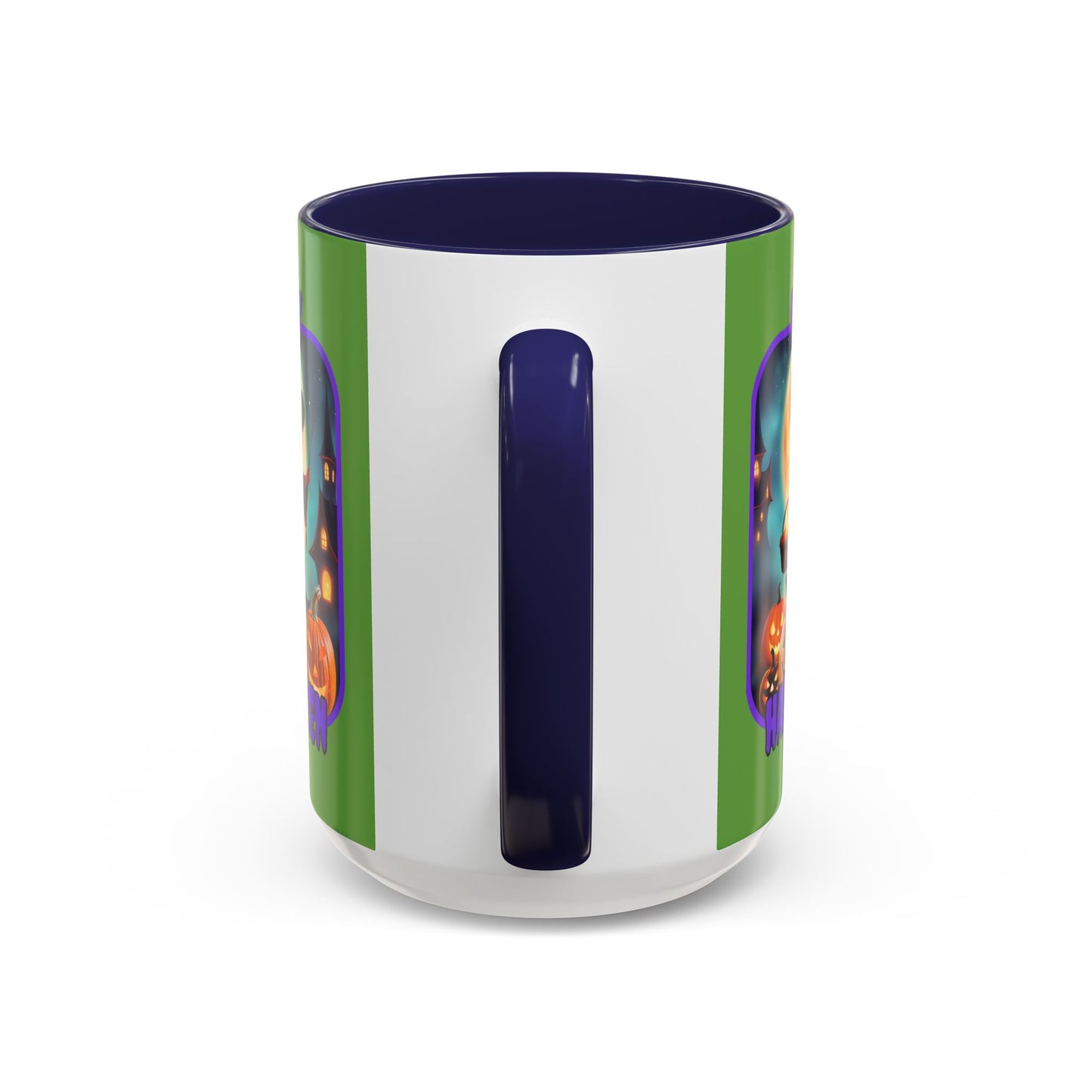 Happy Halloween Little Witch Purple font Green Accent Mug by CreepyCrafts.boo