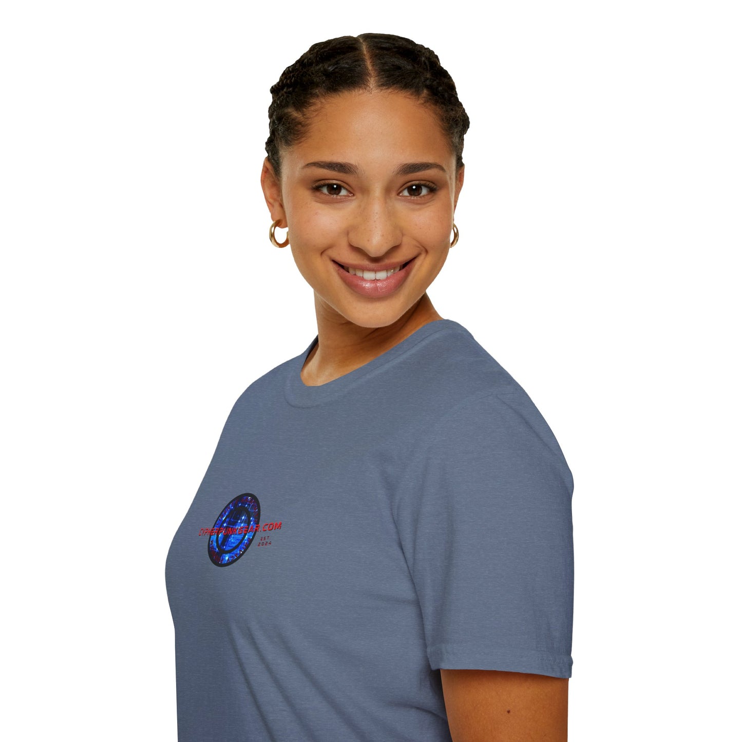 2-sided, cypherpunkgear.com Logo & Cityscape Dark colors Unisex T-Shirt by cypherpunkgear.com