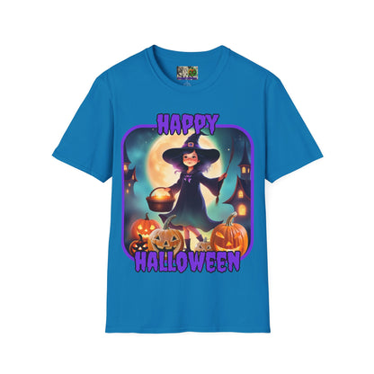 Happy Halloween Little Witch Purple font, Dark colors, Unisex T-Shirt by CreepyCrafts.boo