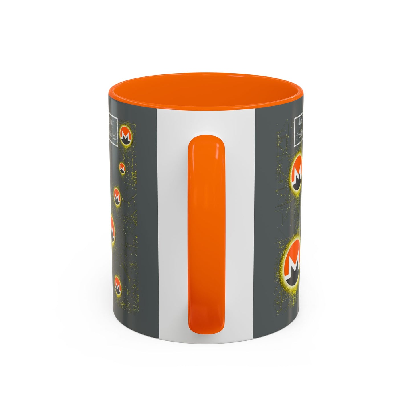 Monero (XMR) don't assume your freedoms are assured Grey Accent Mug by cypherpunkgear.com