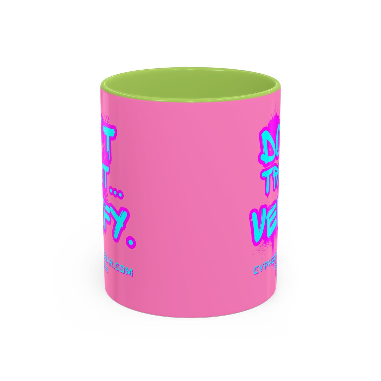 Don't Trust...Verify. Light Pink Accent Mug by cypherpunkgear.com