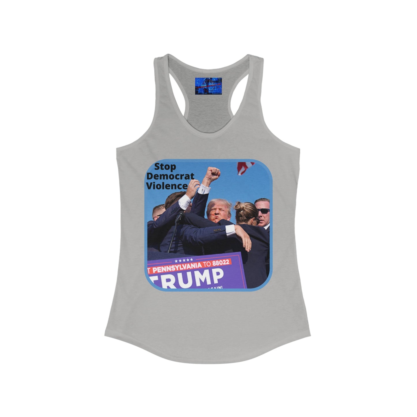 Stop Democrat Violence Women's Racerback Tank Top by cypherpunkgear