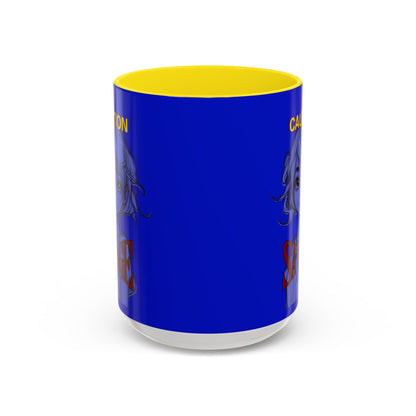 Caution, Savage Dark Blue Accent Mug by cypherpunkgear.com