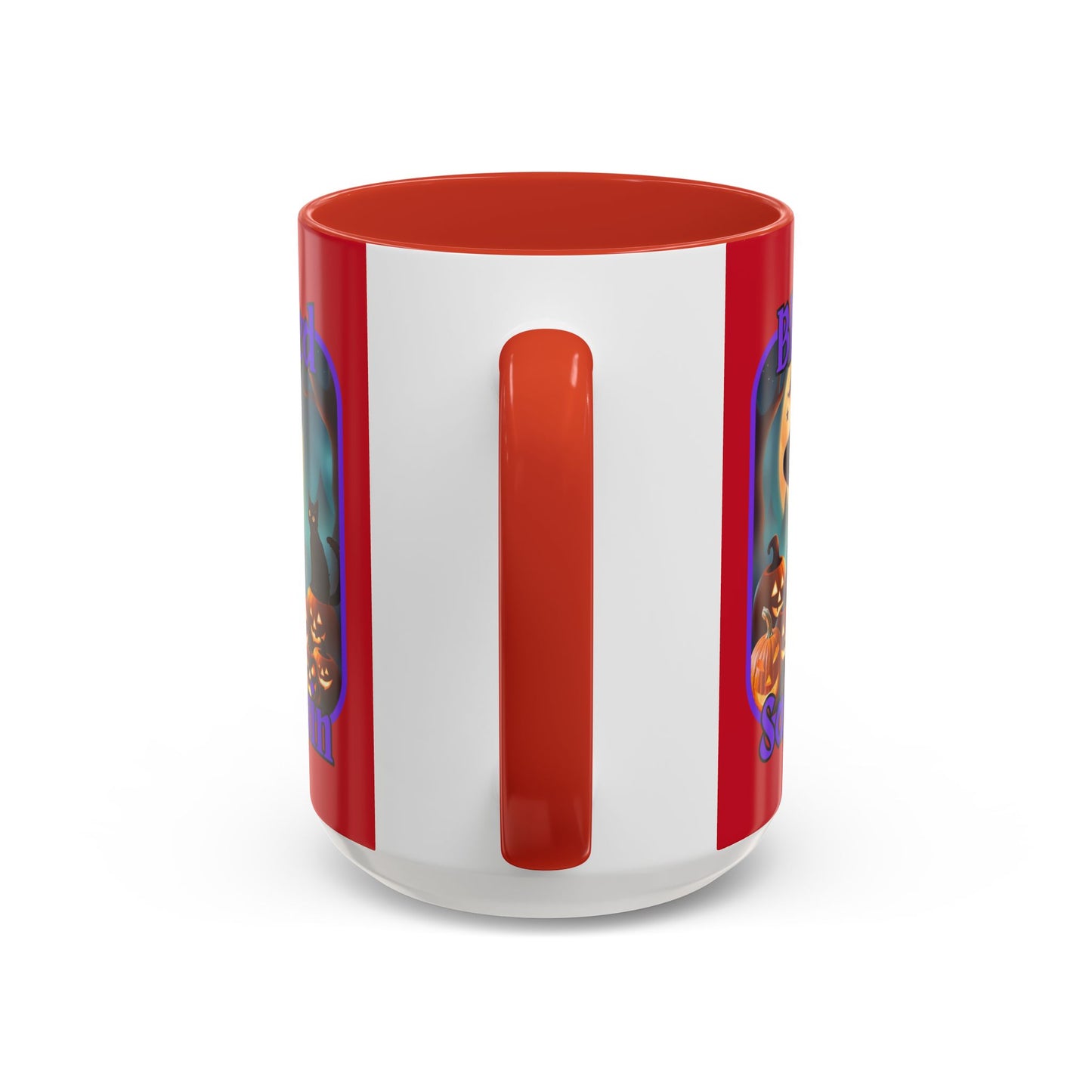 Blessed Samhain Cute Witch Purple font Red Accent Mug by CreepyCrafts.boo