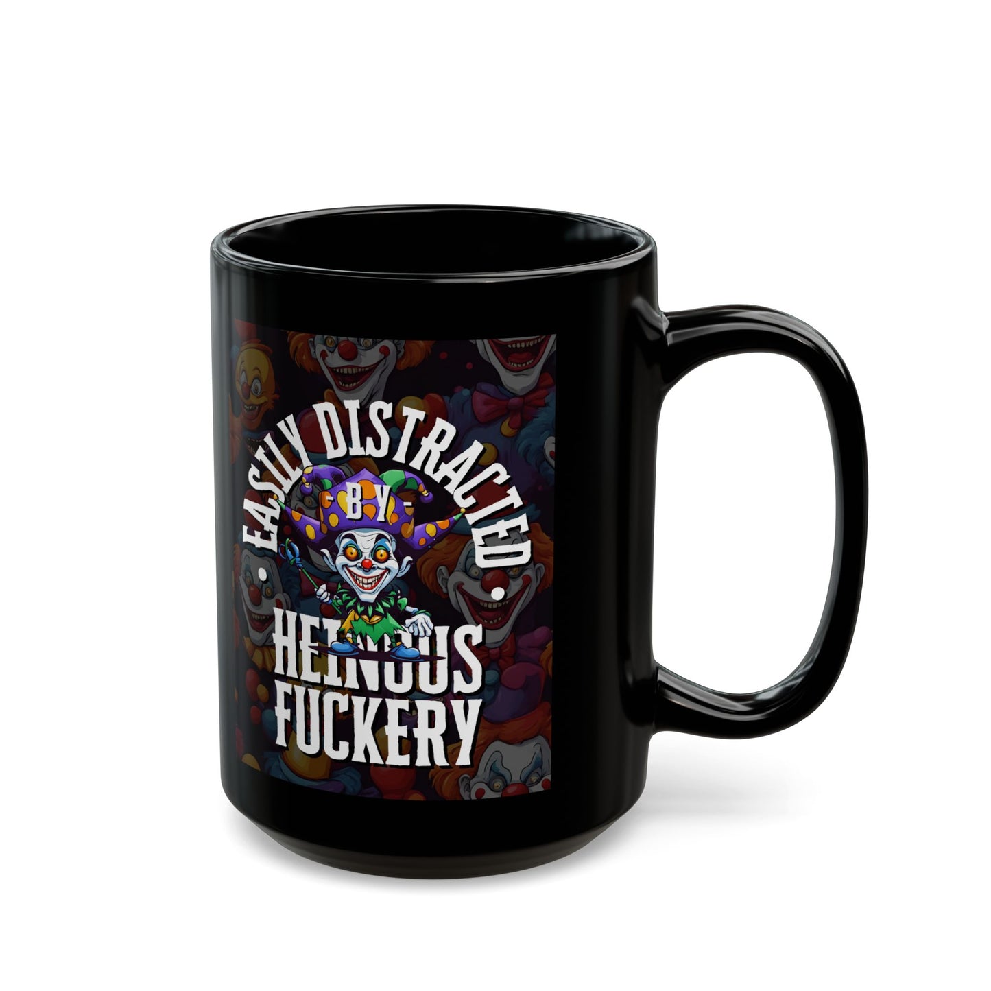 Easily Distracted by Heinous Fuckery Little Jincs Black Mug by cypherpunkgear