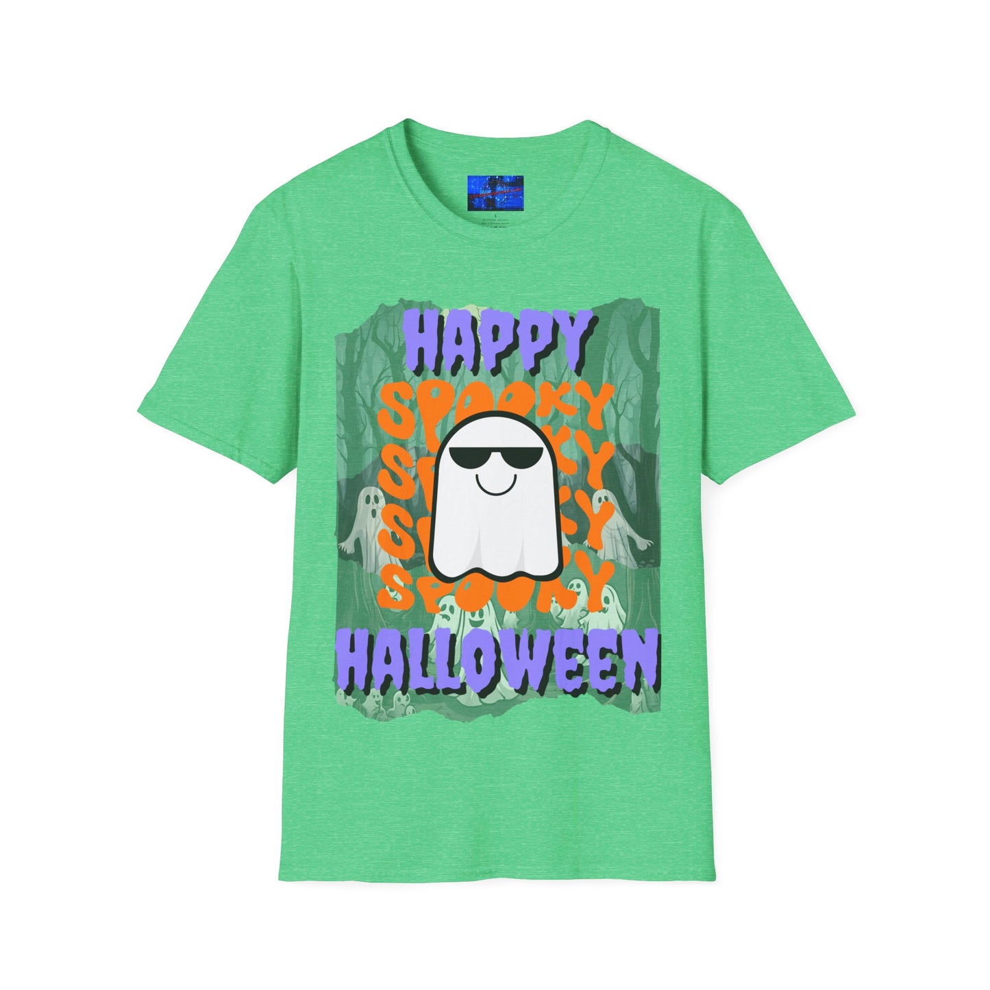 Spooky Happy Halloween Ghost PRfont Unisex T-Shirt by cypherpunkgear