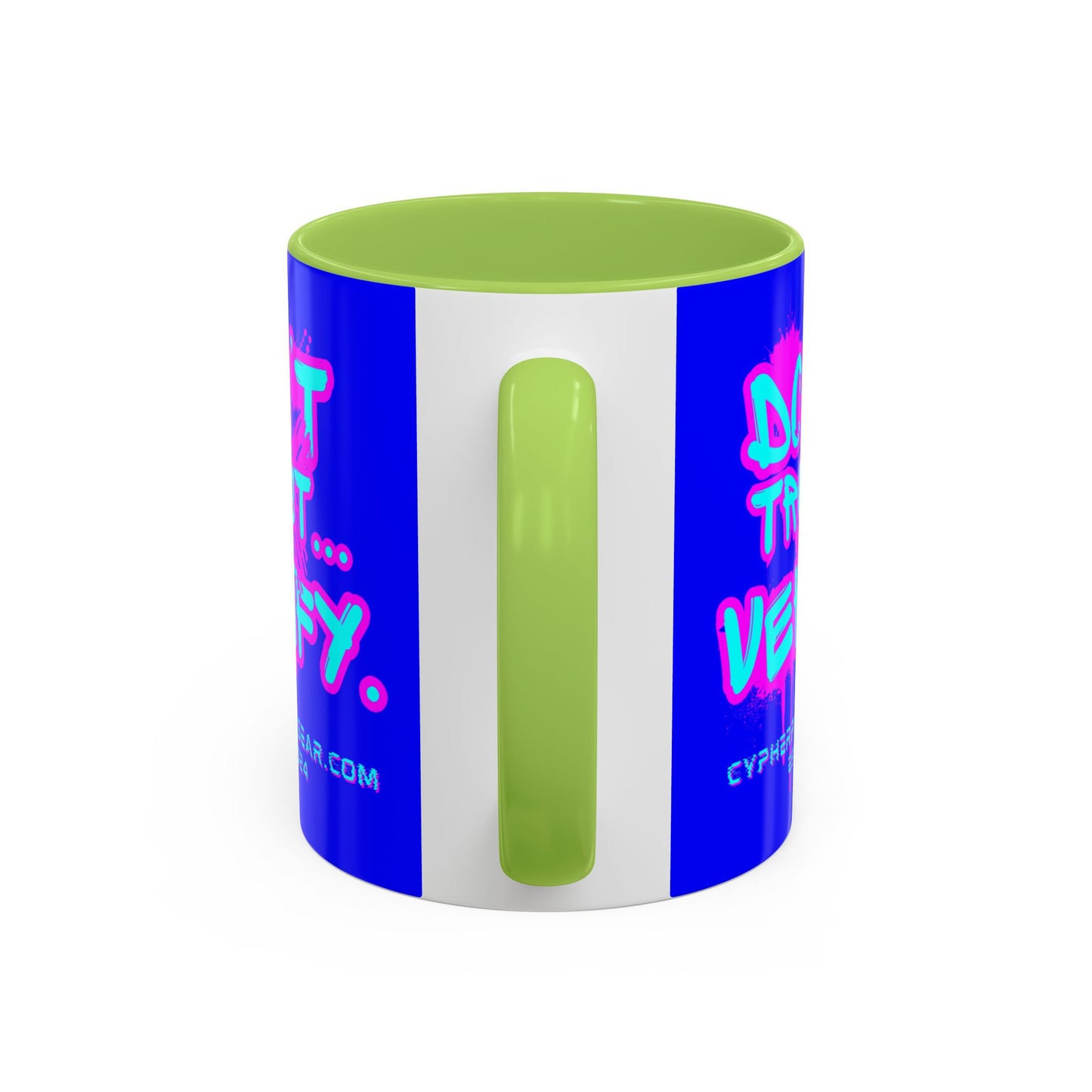 Don't Trust...Verify. Dark Blue Accent Mug by cypherpunkgear.com