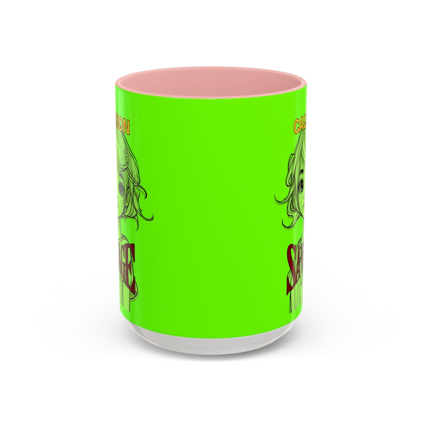 Caution, Savage Light Green Accent Mug by cypherpunkgear.com