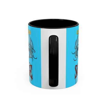 Caution, Savage Light Blue Accent Mug by cypherpunkgear.com