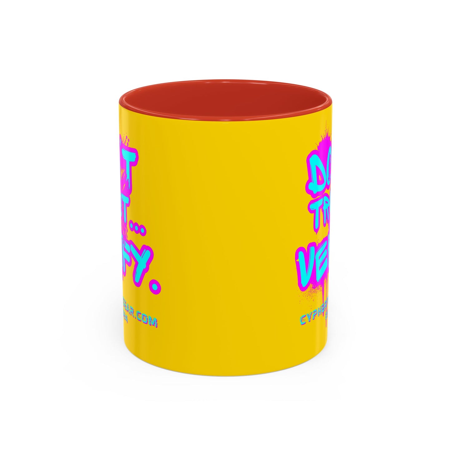 Don't Trust...Verify. Yellow Accent Mug by cypherpunkgear.com