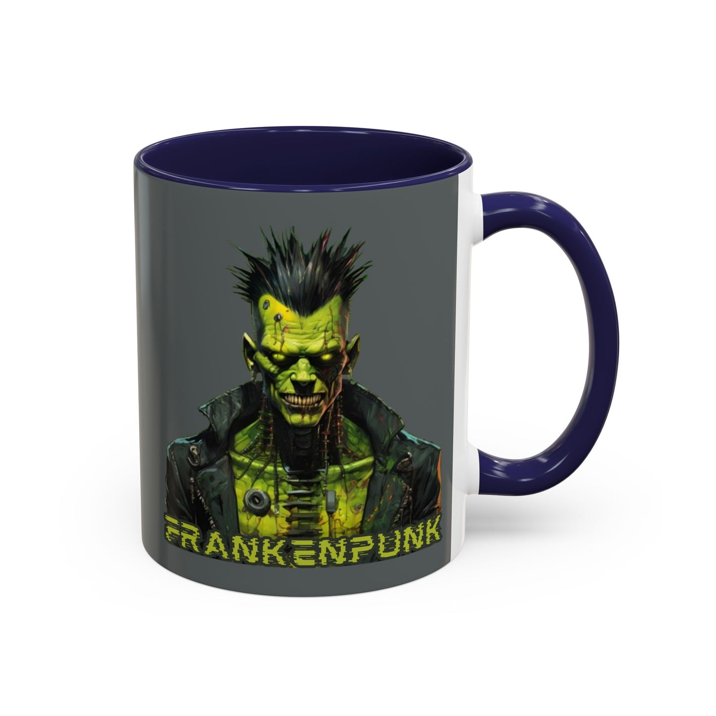 Frankenpunk Grey Accent Mug by CreepyCrafts.boo