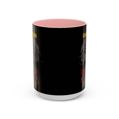 Caution, Savage Black Accent Mug by cypherpunkgear.com
