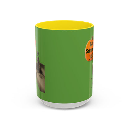 Is it Samhain yet? Skeleton's Pumpkin Green Accent Mug by CreepyCrafts.boo