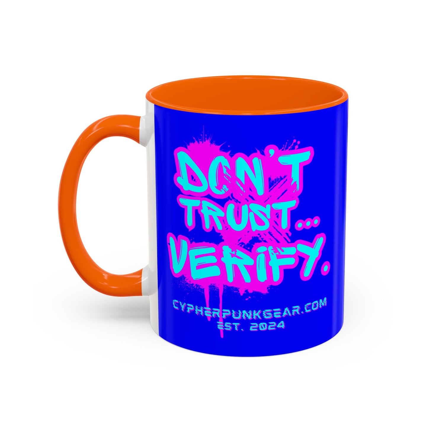 Don't Trust...Verify. Dark Blue Accent Mug by cypherpunkgear.com