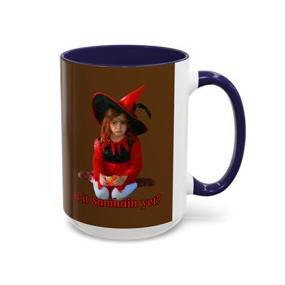 Is it Samhain yet? Brown Accent Mug by CreepyCrafts.boo