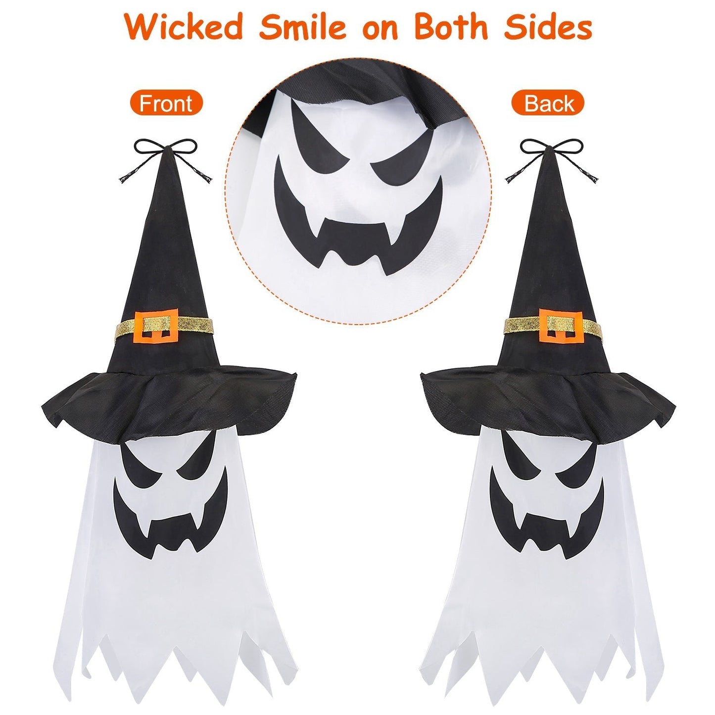 Halloween Ghost Witch Hat Hanging Light Lantern 11.6ft Outdoor String Decorative Light Patio Yard Garden Indoor Light